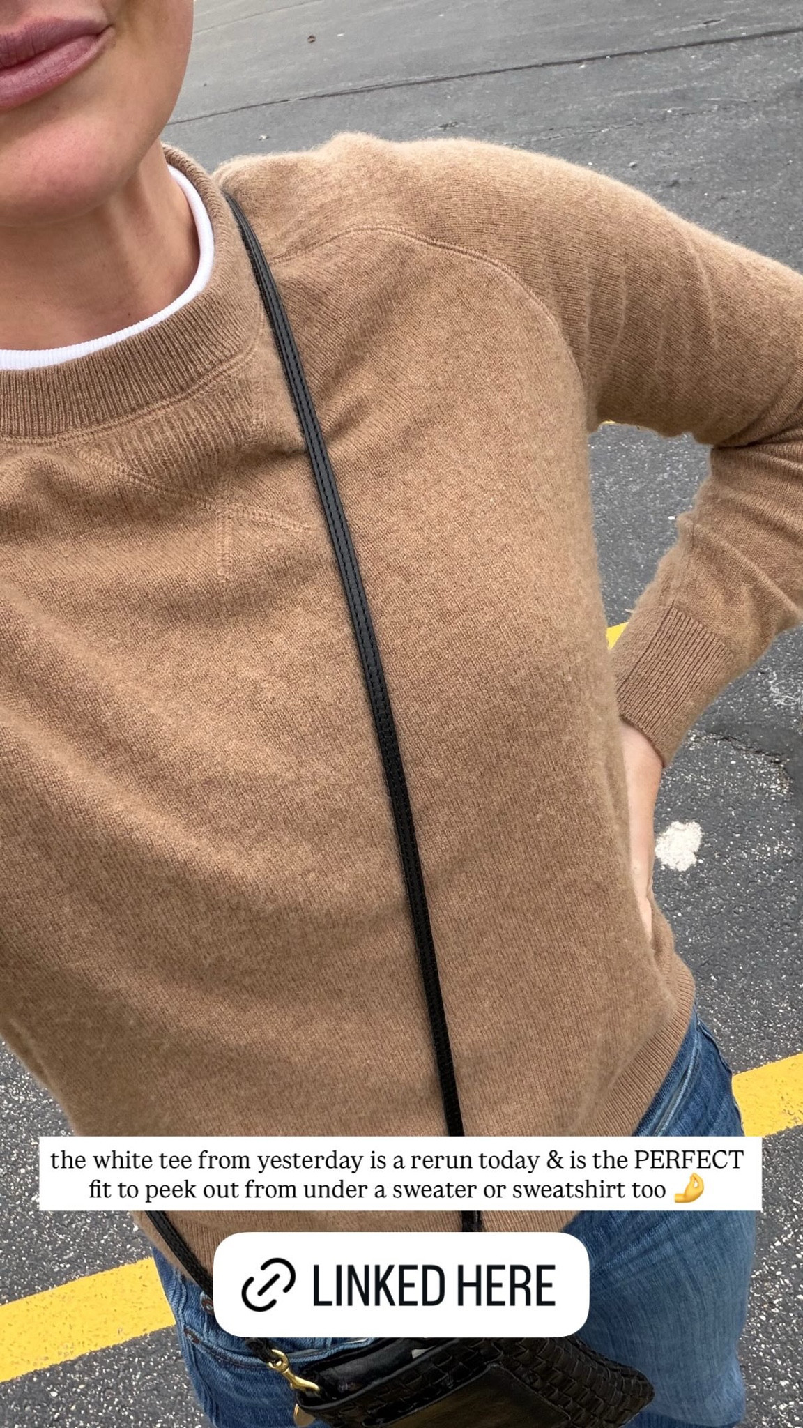 this white tee is the perfect fit to peek out under a sweater or sweatshirt 

#LTKootd #LTKmomlife #LTKOver40