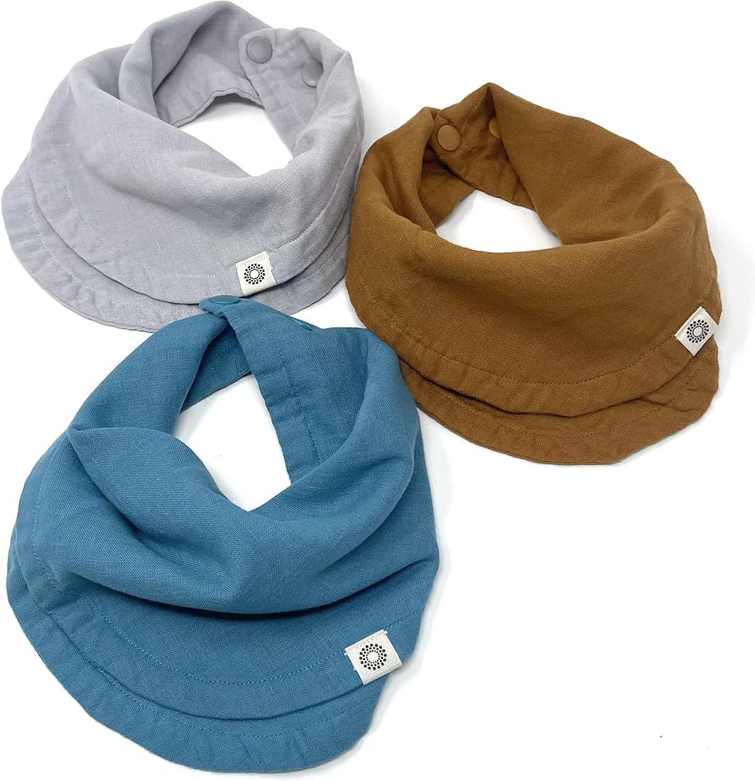 Kishu Baby Indi GOTS Organic Infinity Scarf Bib Set - 4-Way Reversible, 8 Layer Muslin Drool Bibs | Amazon (US)