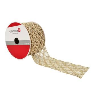 2.5" Glitter Wired Gold Mesh Ribbon by Celebrate It™ Christmas | Michaels Stores