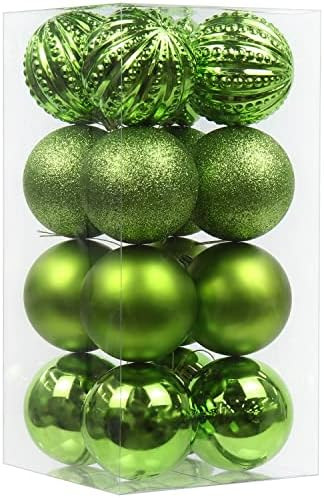 3.15" Big Christmas Balls Shatterproof Green Balls Ornaments 16 Pcs Green Ornaments for Christmas... | Amazon (US)