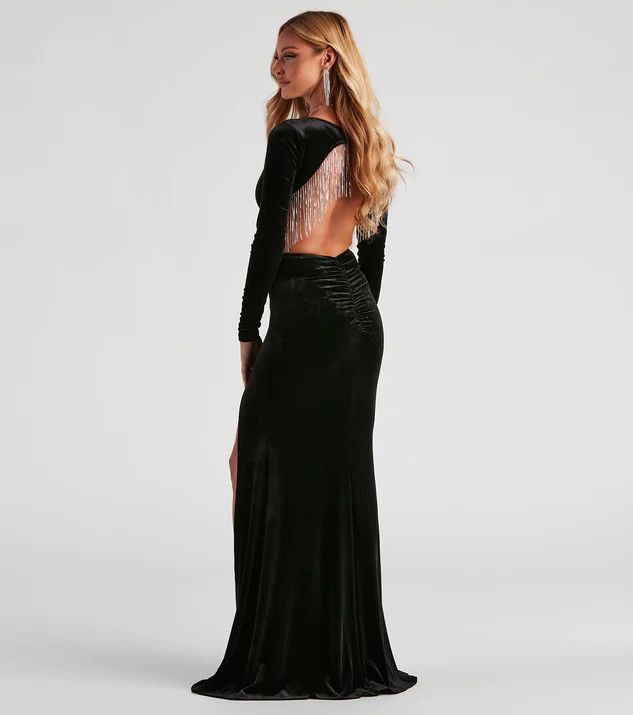 Julian Formal Velvet Rhinestone Trim Dress | Windsor Stores