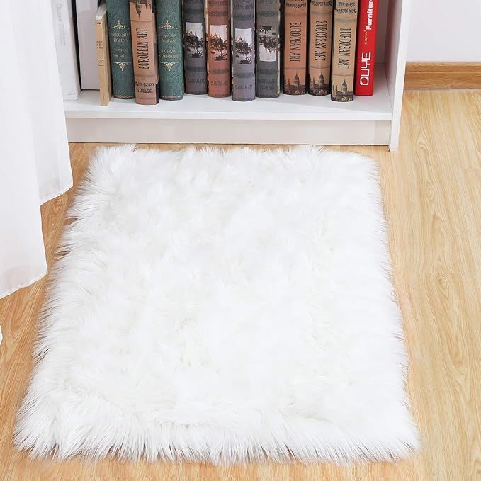 junovo Luxury Fluffy Area Rugs Furry Rug for Bedroom Faux Fur Sheepskin Nursery Rugs Fur Carpet f... | Amazon (US)