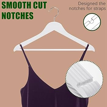 Amber Home 30 Pack White Wooden Hangers, White Wood Coat Hangers with Non Slip Pant Bar, Clothes ... | Amazon (US)