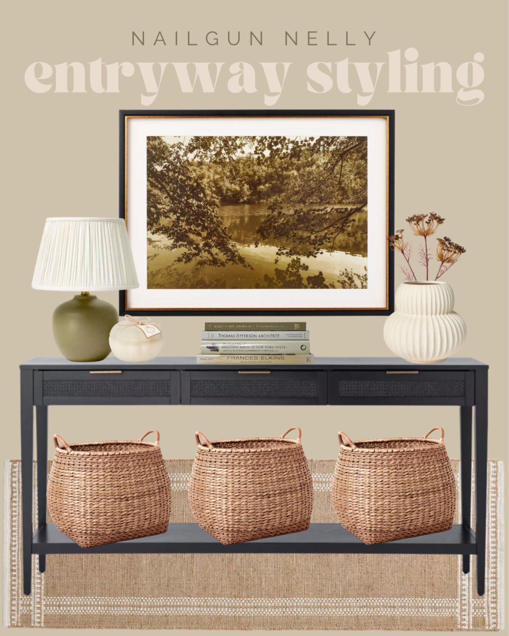 Target entryway styling! Loving these affordable finds! 


Entryway decor, table lamp, target home, baskets, runner rug, coffee table books, pumpkin candle, vase, stems, neutral home decor, earthy tones 

#LTKStyleTip #LTKHome #LTKSeasonal