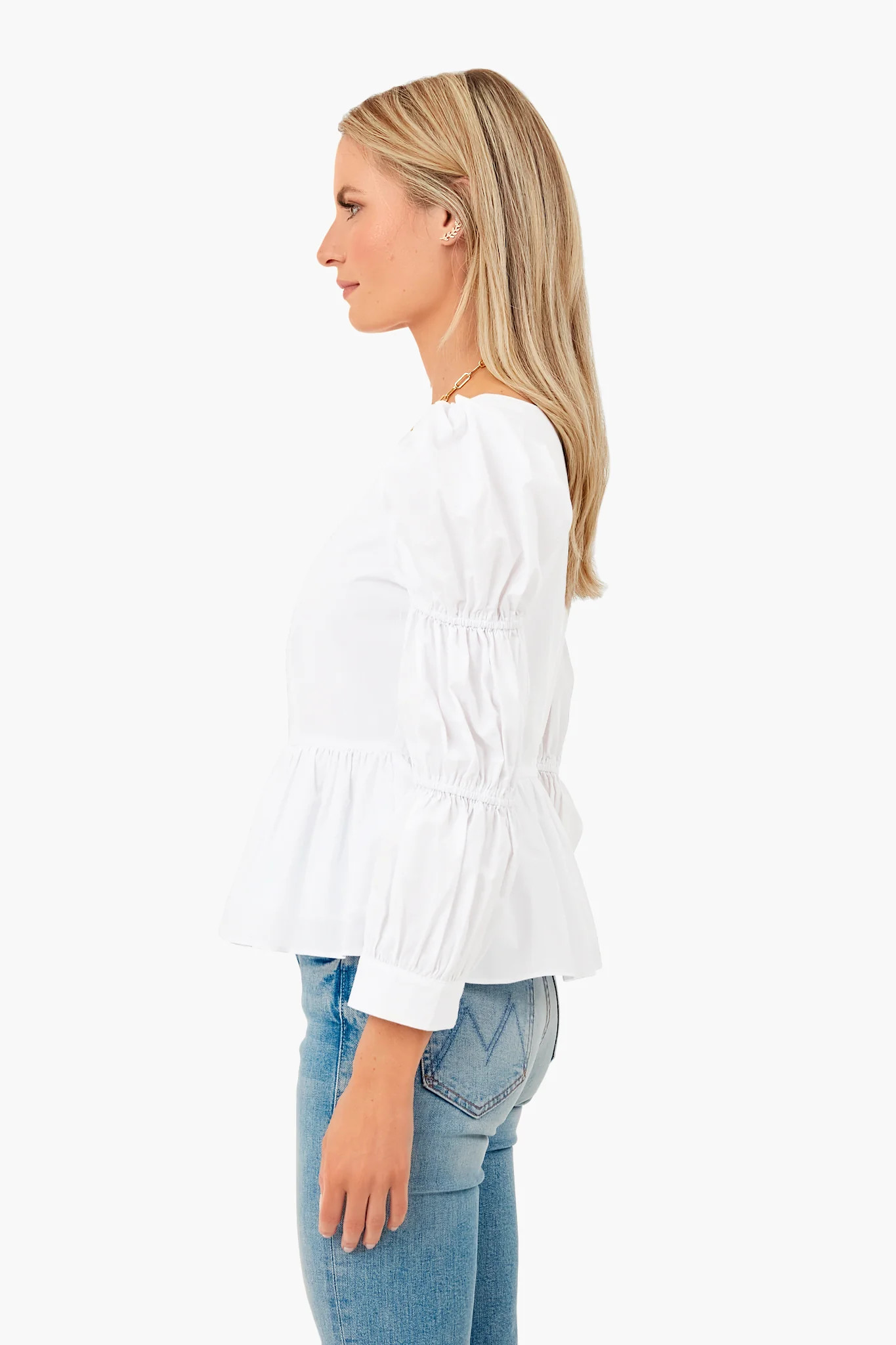 White Clemons Long Sleeve Puff Blouse | Tuckernuck (US)