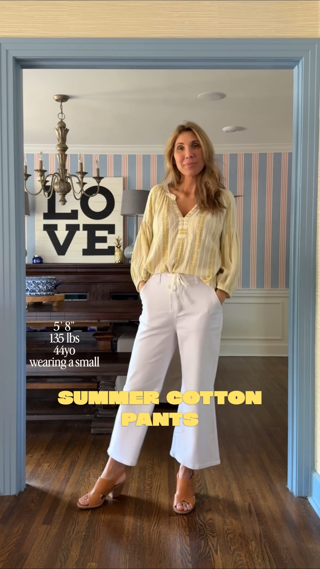 If you’re looking for affordable white pants for spring and summer, I’ve got you!

These are so easy to style and are comfy - stretchy waistband in the back and a drawstring. Fair warning - they fit cropped on me at 5’8” but I like the cropped fit. 

I’m wearing a size small and would say they fit true to size  

(Post includes gifted product)



#LTKOver40