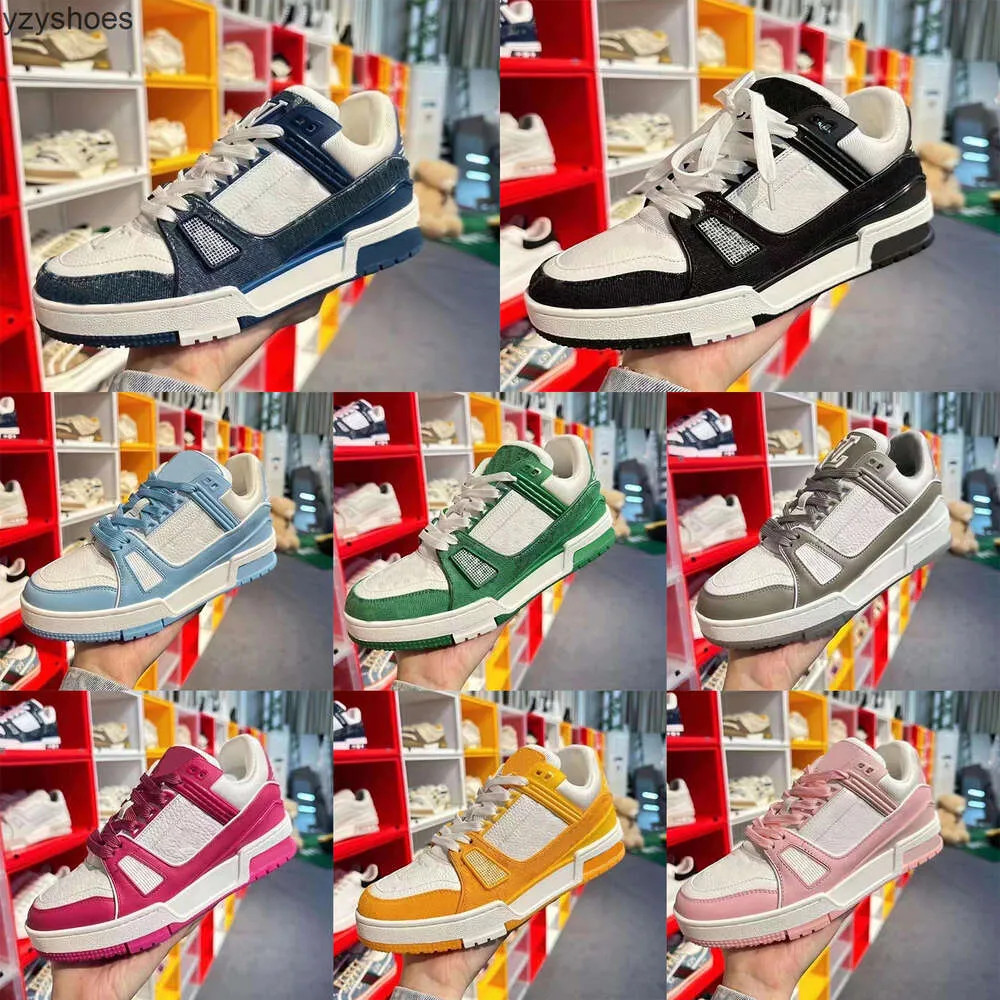 New lvse shoes designer shoes Embossed Trainer Sneaker white black sky blue green denim pink red ... | DHGate