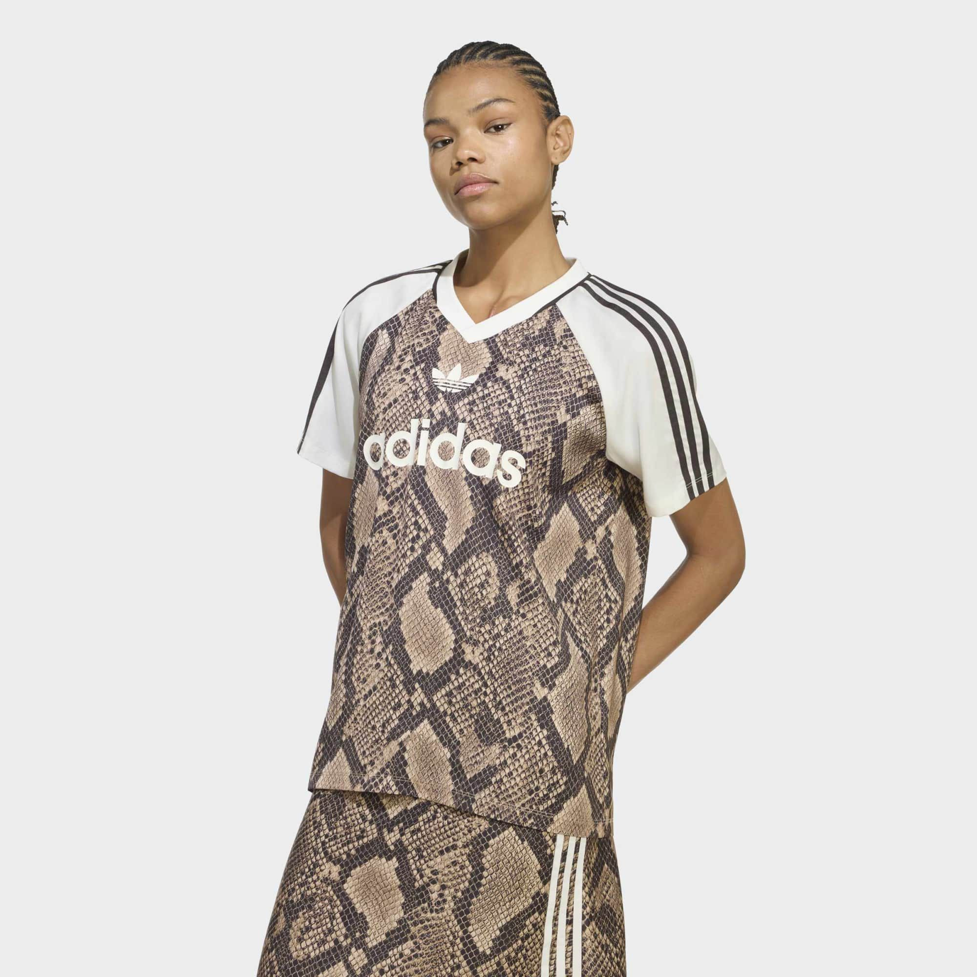 adidas Originals Women's Snake Print Satin Jersey, Medium, Snake Print/Beige | DICK'S Sporting Goods
