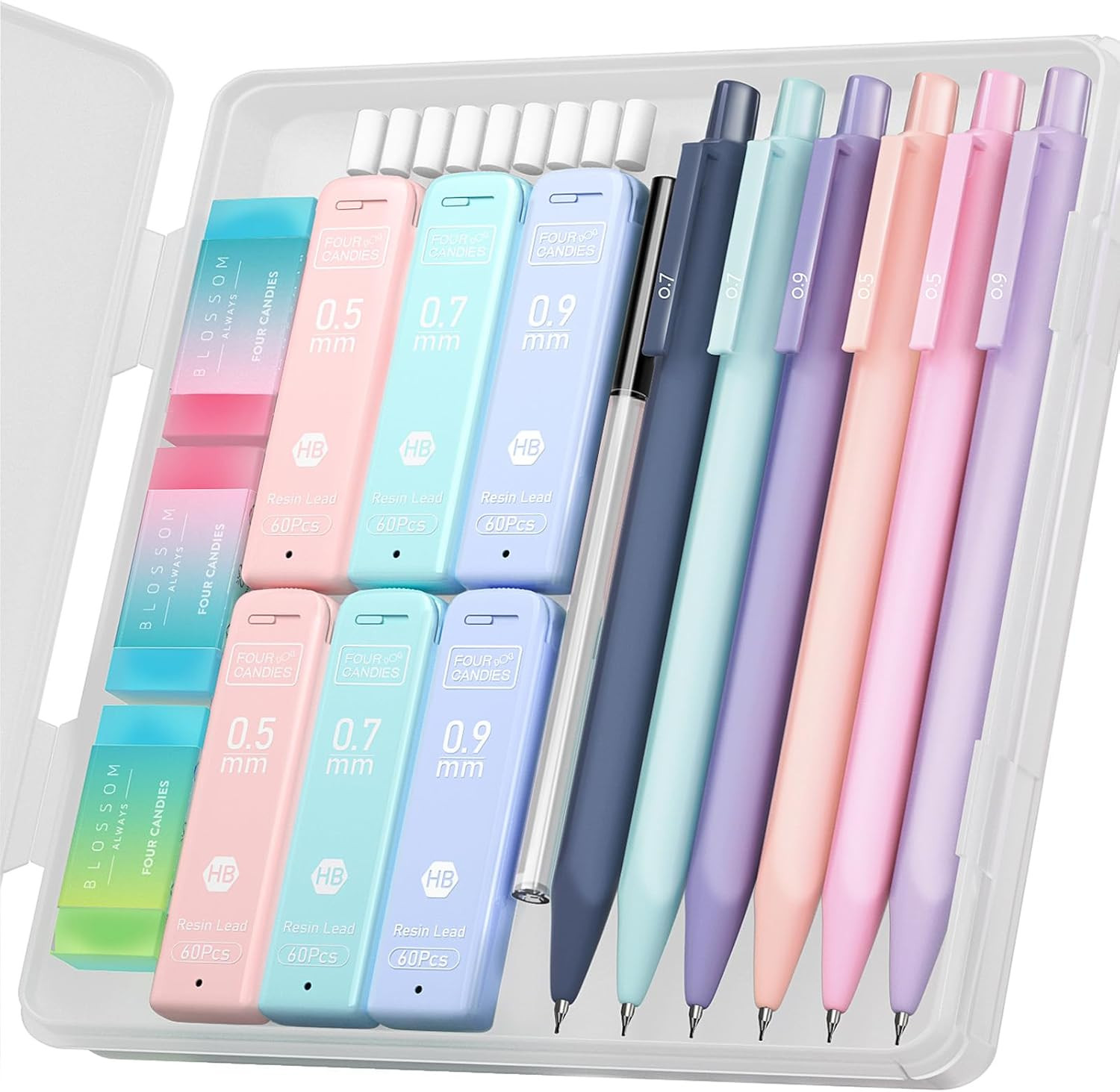 Four Candies Pastel Mechanical Pencil Set with Case, 6-Pack | Amazon (US)