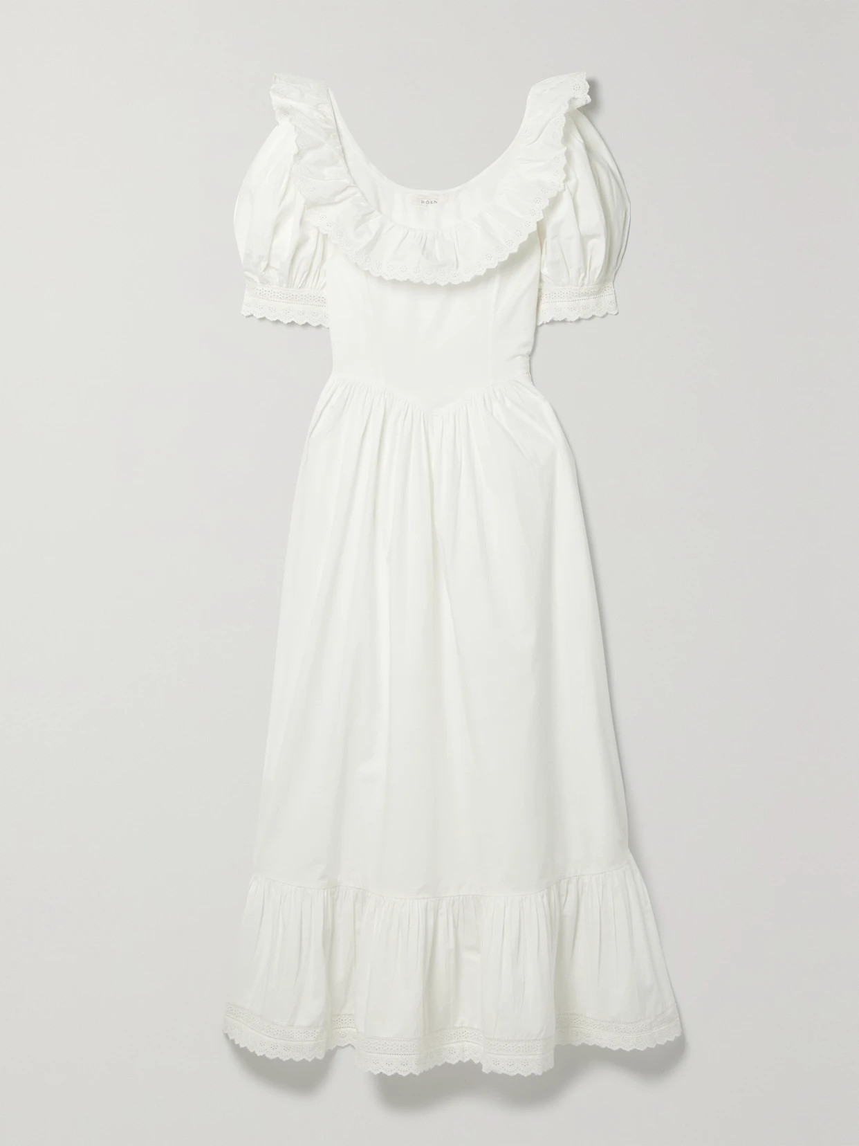 DÔEN - + Net Sustain Lupine Broderie Anglaise-trimmed Organic Cotton-poplin Maxi Dress - White | NET-A-PORTER (US)