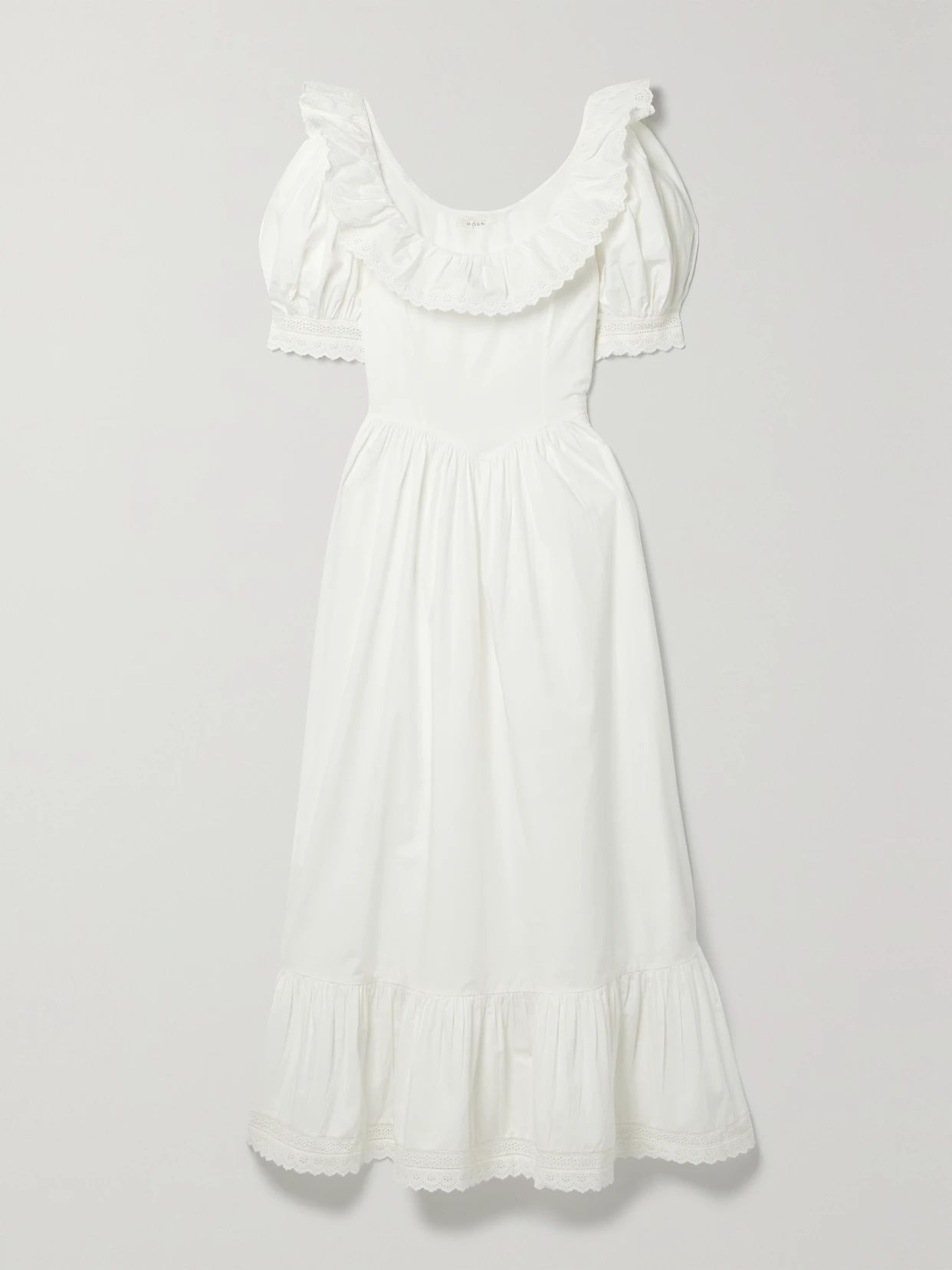 DÔEN - + Net Sustain Lupine Broderie Anglaise-trimmed Organic Cotton-poplin Maxi Dress - White | NET-A-PORTER (US)