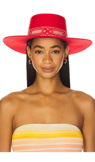 The Sierra Boater Hat in Ruby Red | Revolve Clothing (Global)