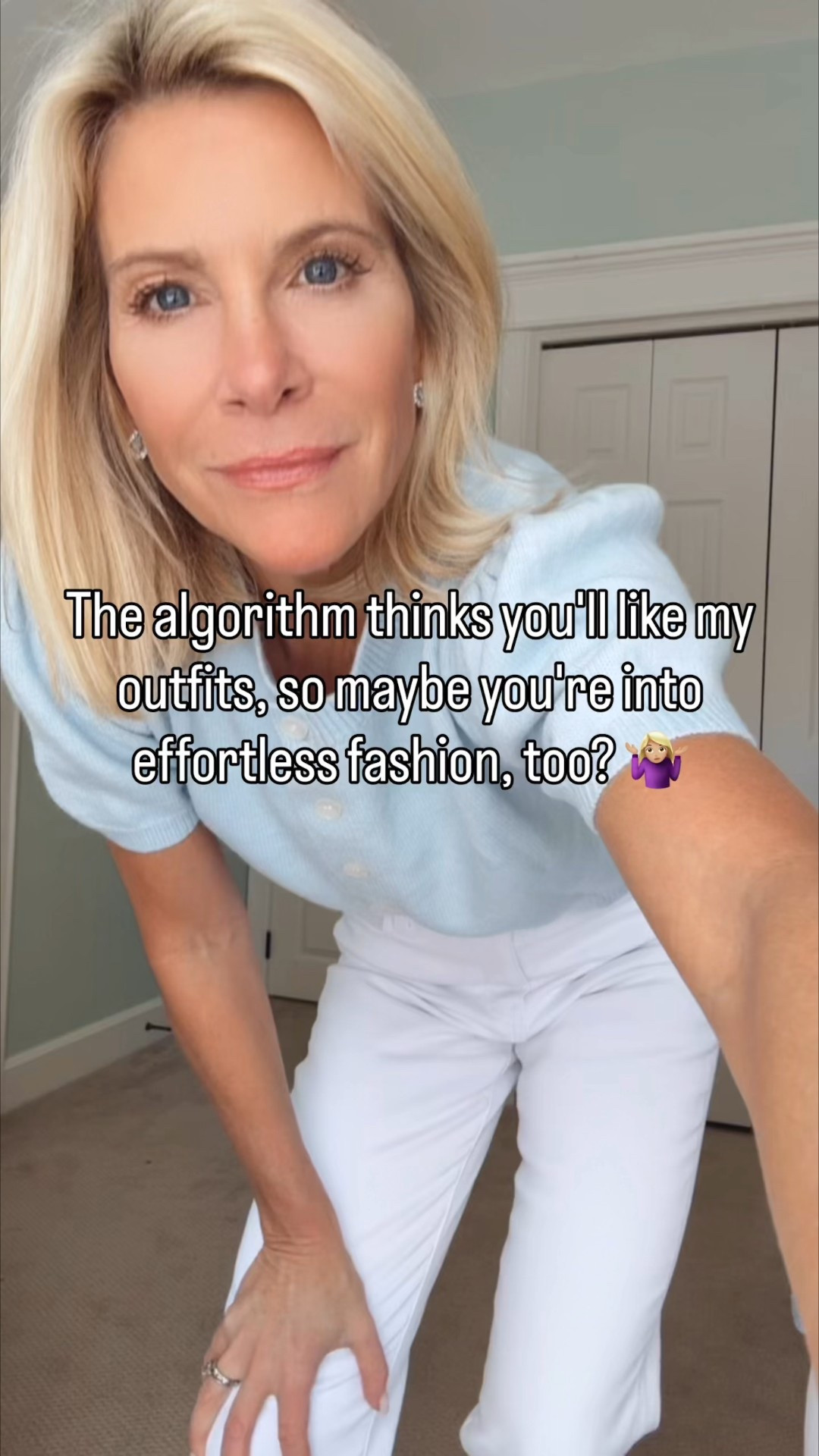 Light blue button-up short sleeve cardigan and ecru/white crop straight leg jeans. They’re from Amazon and surprisingly the fit perfectly! Loving my baby blue pea coat and Loren Hope Georgie drop earrings! I’ve tagged my favorites gold dangle hearts from Ana Luisa. Perfect for Valentine’s Day.

#LTKmorningroutine #LTKootd #LTKOver40