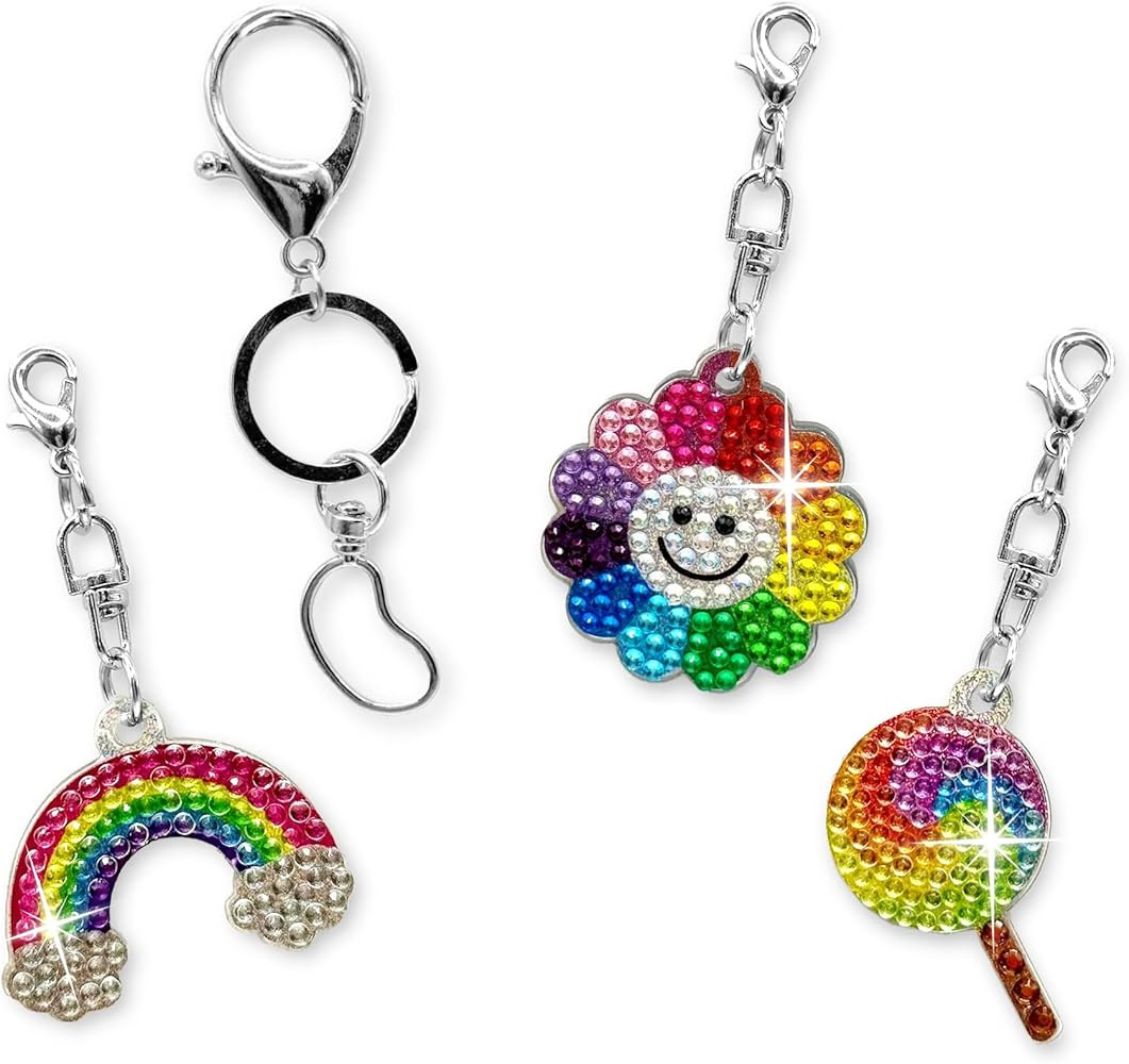 StickerBeans® Rhinestone Bag Charms – Keychain Set Cute Backpack Charms for Tweens, Teens, Adu... | Amazon (US)