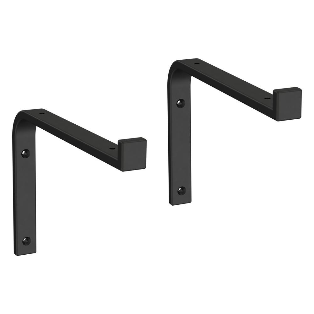 Liberty 8.27 in. Matte Black Steel Wraparound Decorative Shelf Bracket (2-Pack)-S43394C-FB-U - Th... | The Home Depot