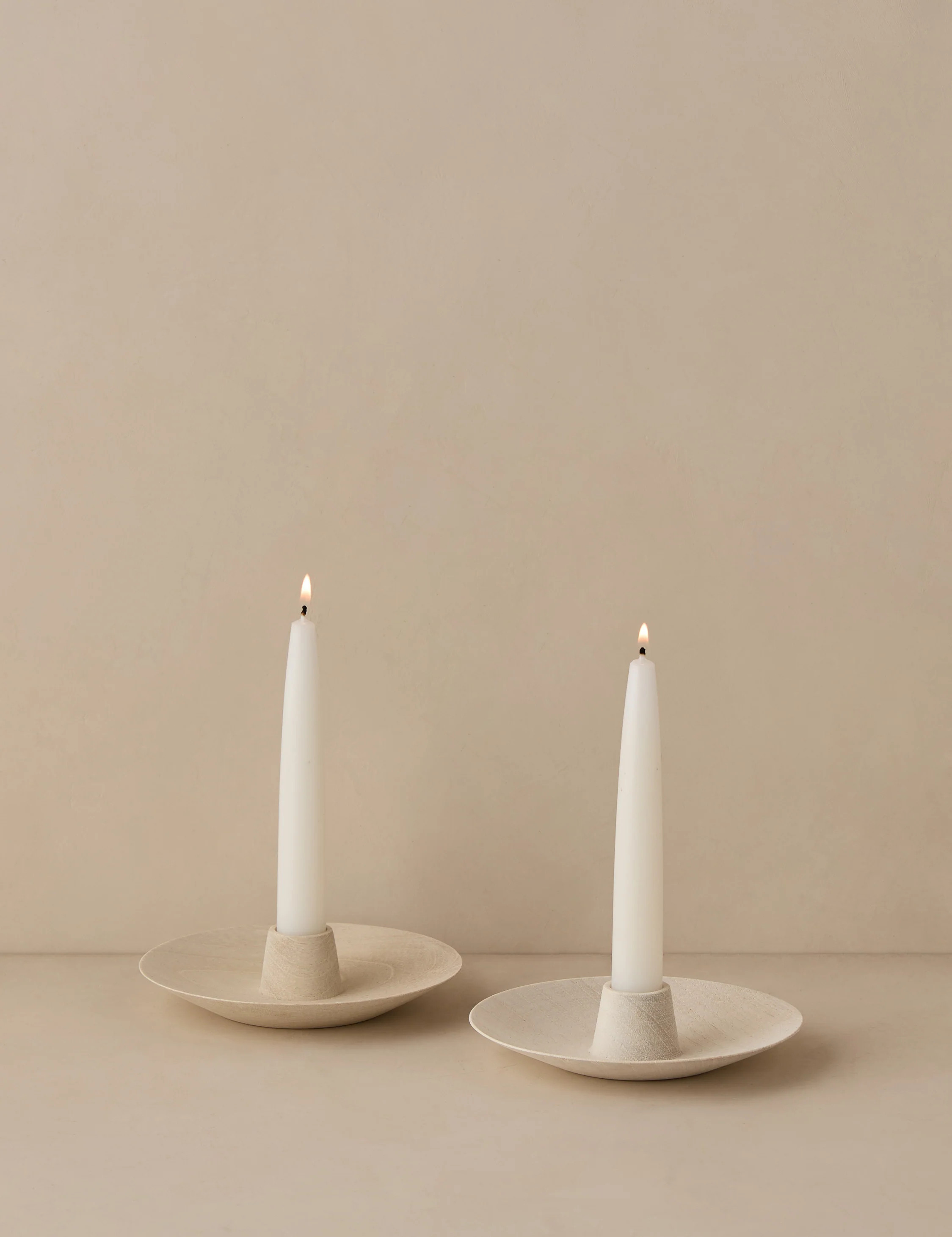 Round Taper Candle Holders (Set of 2) by Itza Wood, Cedar | Lulu and Georgia 