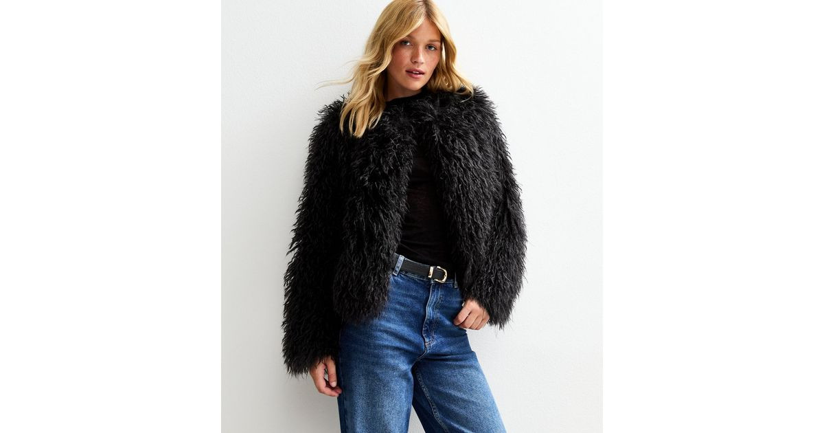 Black Faux Fur Coat | New Look | New Look (UK)