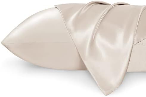 Bedsure Satin Pillowcase for Hair and Skin Queen -Beige Silk Pillowcase 2 Pack 20x30 inches - Sat... | Amazon (US)