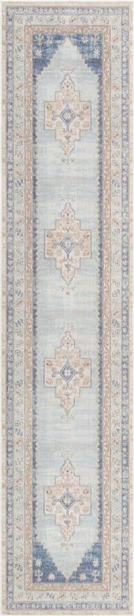 Rugs.com Whitney Collection Rug – 2' 7 x 12' Runner Sky Blue Low Rug Perfect for Hallways, Entr... | Amazon (US)