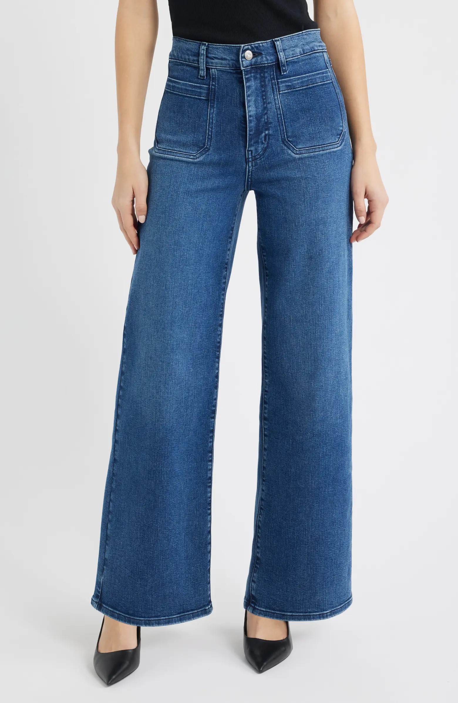 Le Slim Palazzo Patch Pocket High Waist Wide Leg Jeans | Nordstrom