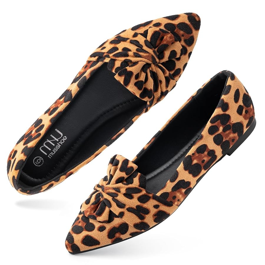 MUSSHOE Women's Flats Dressy Pointed Toe Comfortable Bowknot Ballet Flats Shoes | Amazon (US)