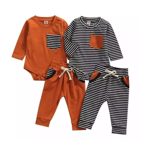 Baby Boy Pocket Long Sleeve 2PC Outfit Set in Copper and | Etsy | Etsy (US)