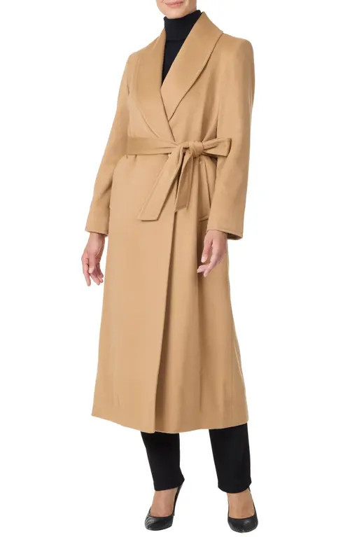 Sofia Cashmere Cashmere Wrap Coat in Camel at Nordstrom, Size 2 | Nordstrom