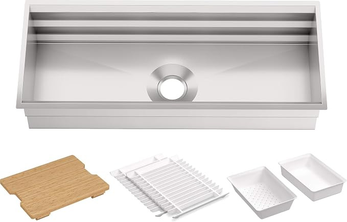 KOHLER Prolific 44 inch Extra Large Workstation Stainless Steel Single Bowl Kitchen Sink with inc... | Amazon (US)