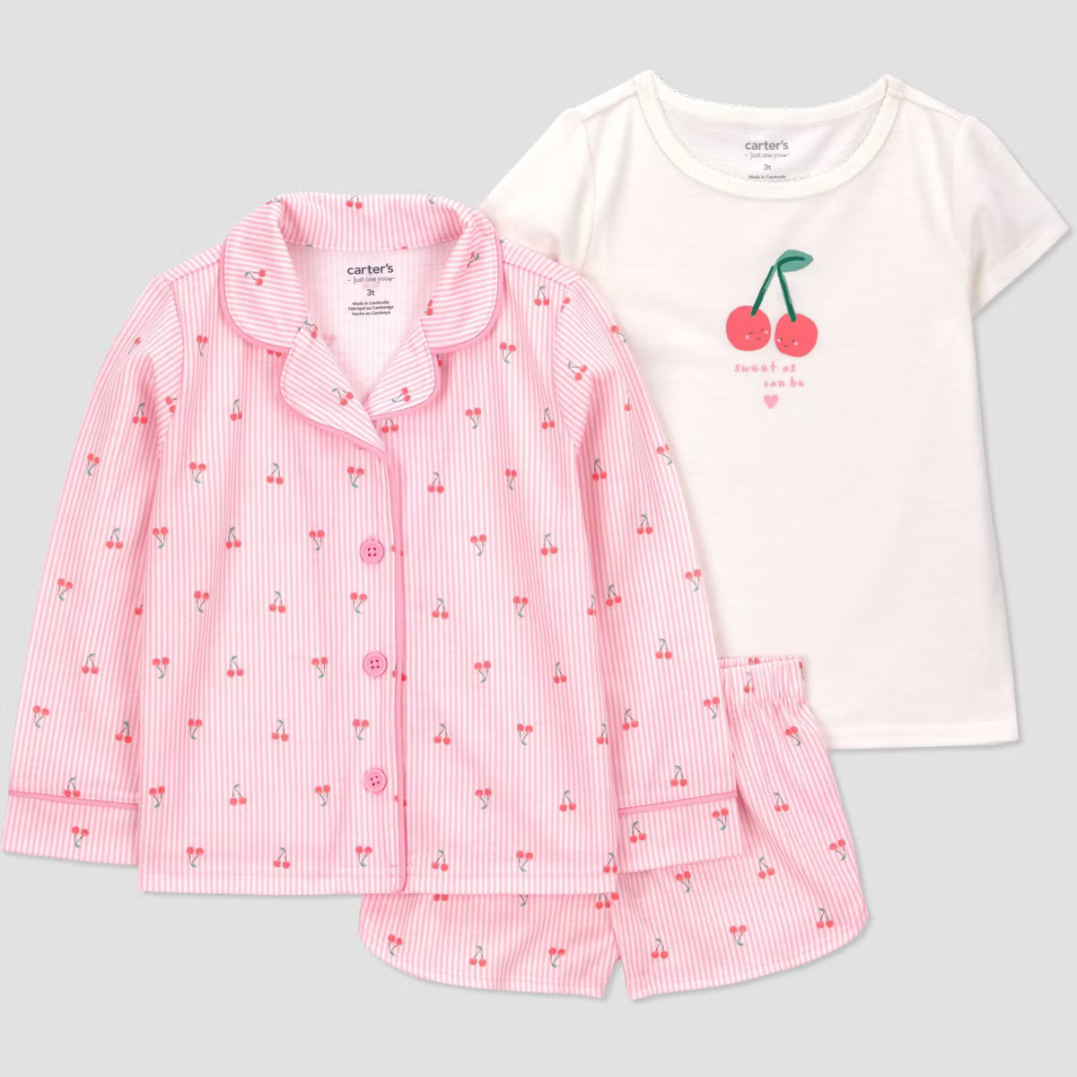 Carter's Just One You® Toddler Girls' 3pc Poly Pajama Set | Target