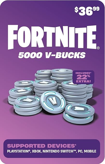 FORTNITE Digital V-Bucks 5000 - PlayStation/Xbox/Nintendo Switch/PC/Mobile [Digital Code] | Amazon (US)