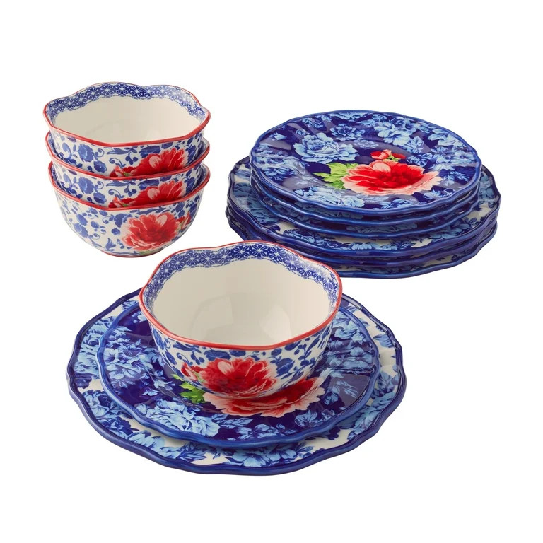 The Pioneer Woman Heritage Floral 12-Piece Stoneware Dinnerware Set | Walmart (US)