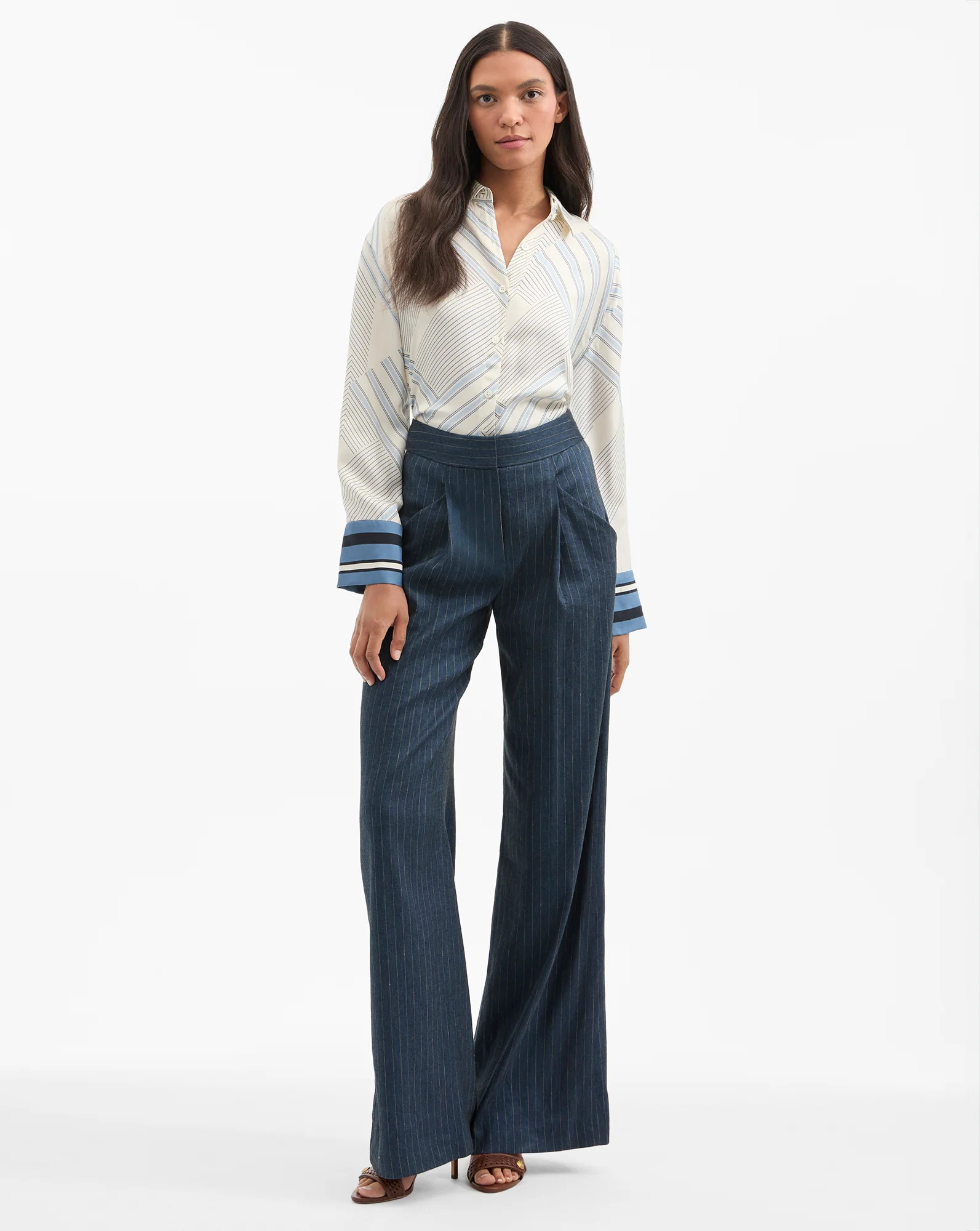 Rimini Wide-Leg Pinstripe Pant | Veronica Beard