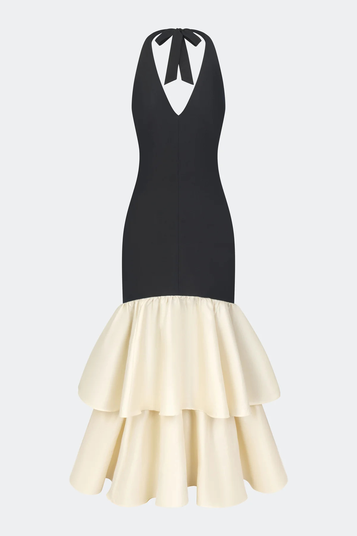 Magnolia Taffeta Halter Dress In Black/Bone | Simon Miller