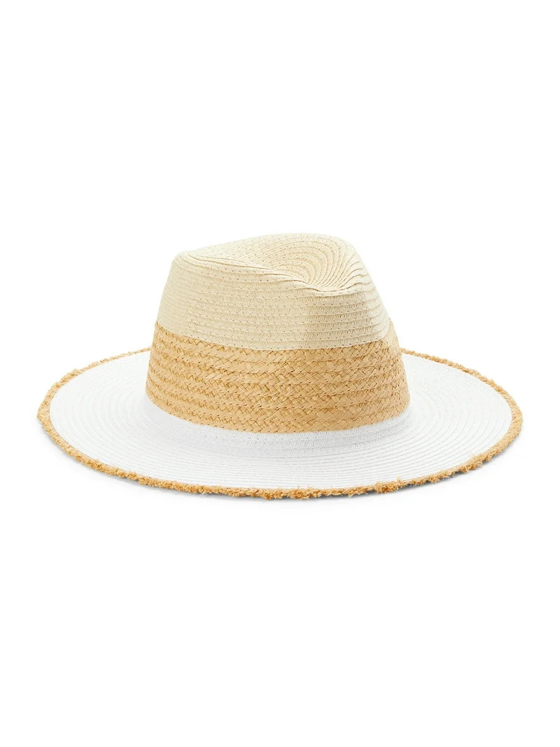 Time And Tru Ladies Contrast Brim and Straw Fringe Fedora | Walmart (US)