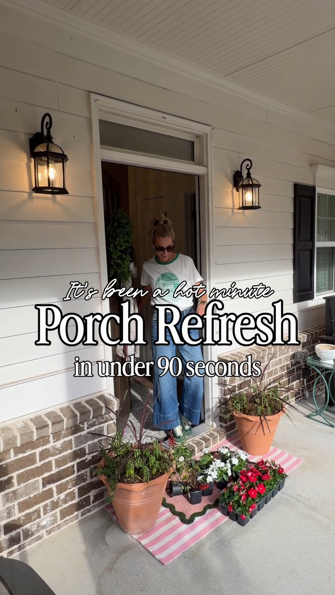 Sometimes a few simple changes make the biggest difference. Comment PORCH and I’ll send you all the links!

I gave our front porch a quick refresh in under 90 seconds with a new rug, the cutest doormat, fresh flowers, and a few classic planters. It instantly made everything feel brighter, more welcoming, and ready for the rest of summer.

If you’ve been wanting to give your entryway a little love without spending hours (or a fortune), this is your sign.

front porch refresh, front porch decor, outdoor entryway ideas, summer porch decorating, affordable outdoor decor, welcome mat, outdoor planters, curb appeal, porch styling, Walmart home