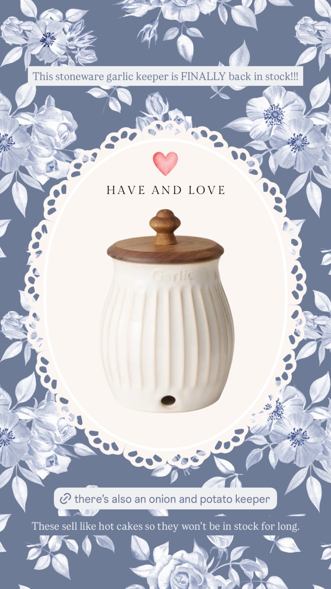 This stoneware garlic keeper is FINALLY back in stock!!! These sell like hot cakes so they won’t be in stock for long. #walmart