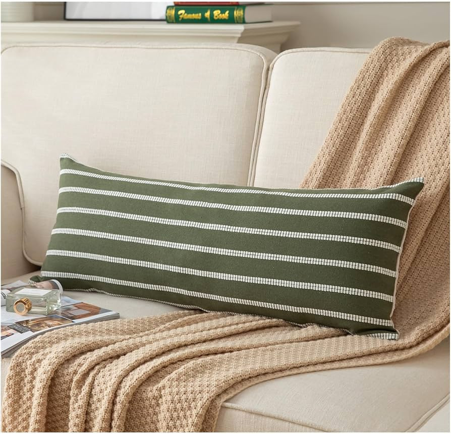 Caflife Boho Lumbar Throw Pillow Cover 14X36 Long Soft Farmhouse Decorative Couch Pillow Cases Gr... | Amazon (US)