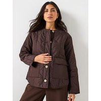 Vero Moda Millie Quilted Button Down Jacket - Brown | Very (UK)