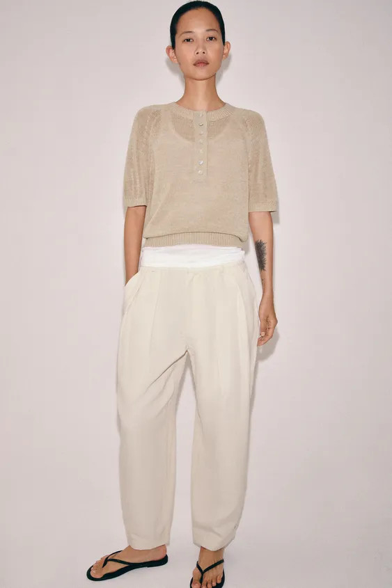 SHORT SLEEVE BUTTON KNIT JUMPER | Zara US