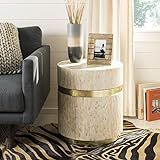 Safavieh Home Perla Pink Champagne and Gold Faux Mother of Pearl Mosaic Round Side Table | Amazon (US)