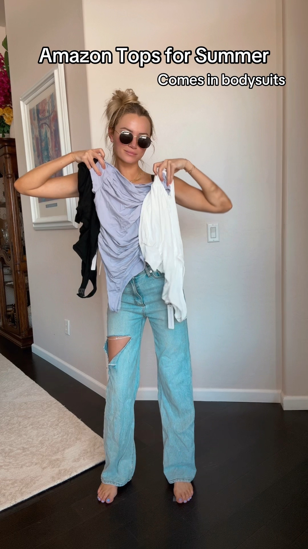 Amazon tops and bodysuits perfect for spring and summer. 
Off the shoulder 
Stretchy
Wearing a size small 
Can be worn dressed up and business like or dressed down for a more casual everyday lookk

#LTKWorkwear #LTKFindsUnder50 #LTKSeasonal