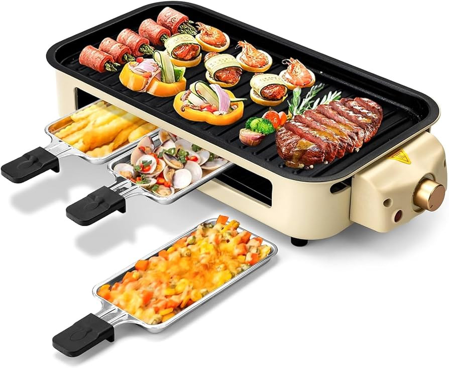 Pukomc Electric Indoor Grill,2 in 1 Indoor Grills for Kitchen with Grill Net & Non-Stick Cooking ... | Amazon (US)