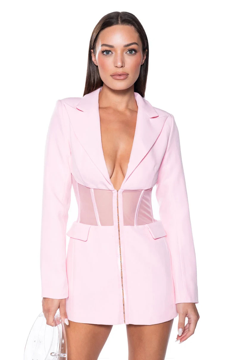 BEIBS IN THE TRAP CORSET BLAZER IN PINK | Shop.app
