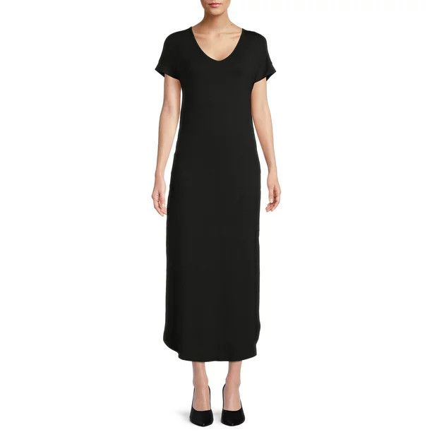 Time and Tru Women's V-Neck Maxi Dress | Walmart (US)