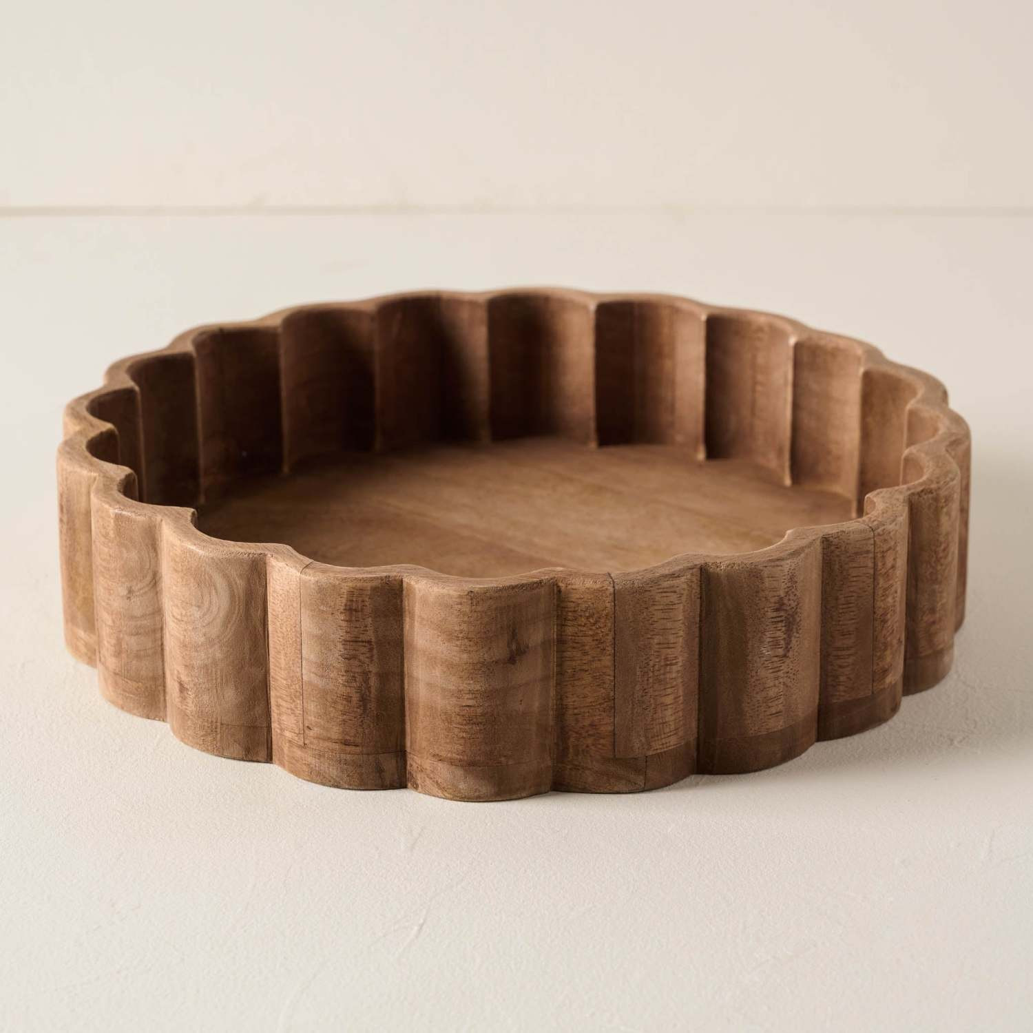 Antiqued Wood Scalloped Tray | Magnolia