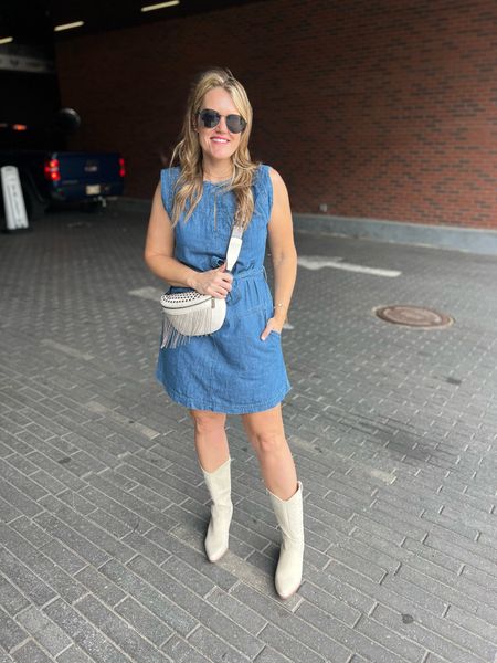 Denim is perfect for a summer concert or trip to Nashville & this dress is a winner! I sized down one size to a small. 

#LTKtravel #LTKActive #LTKmidsize