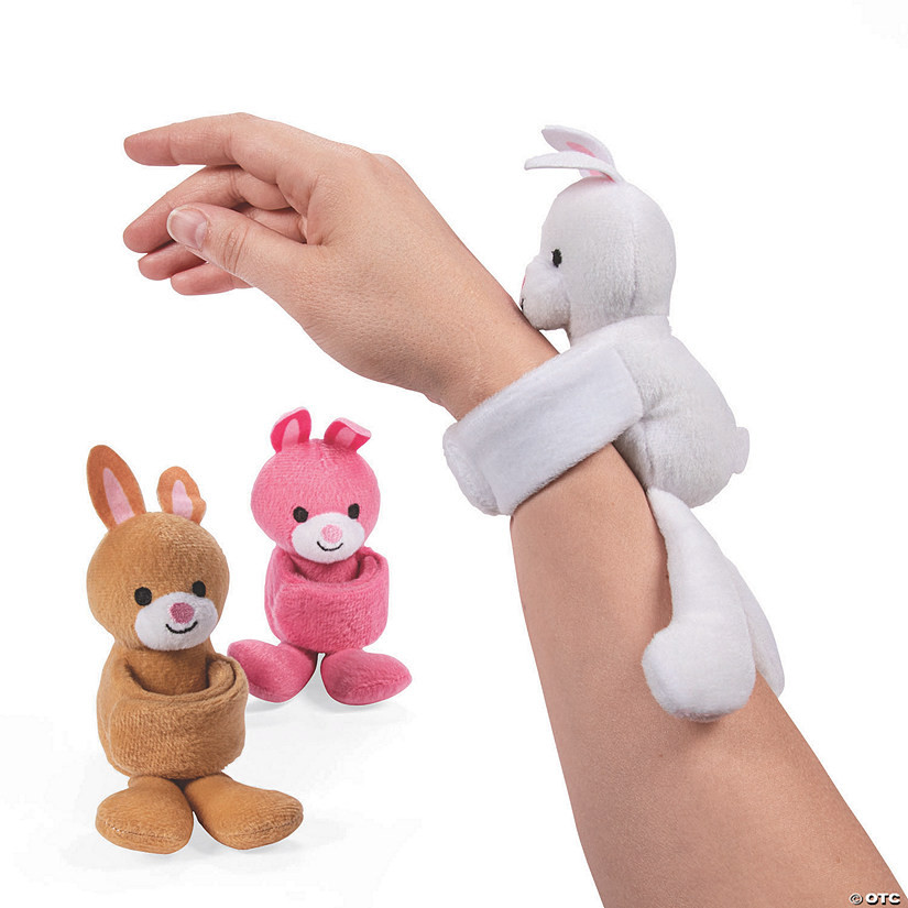 Easter Hugging Stuffed Bunny Slap Bracelets - 12 Pc. | Oriental Trading Company