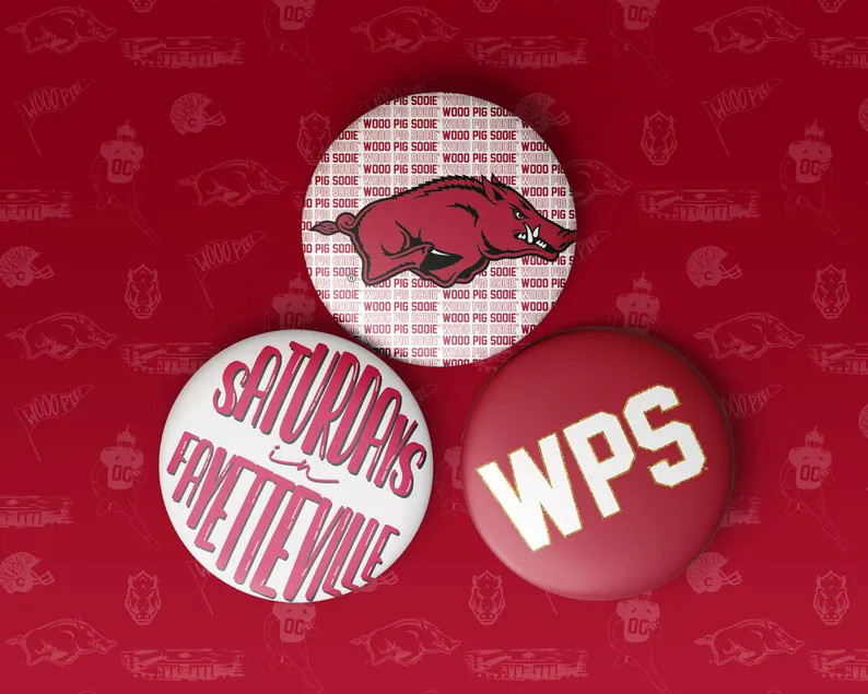 Arkansas Game Day Tailgate Buttons | Game Day Pins | College Football | Tailgate Buttons | Razorb... | Etsy (Global)