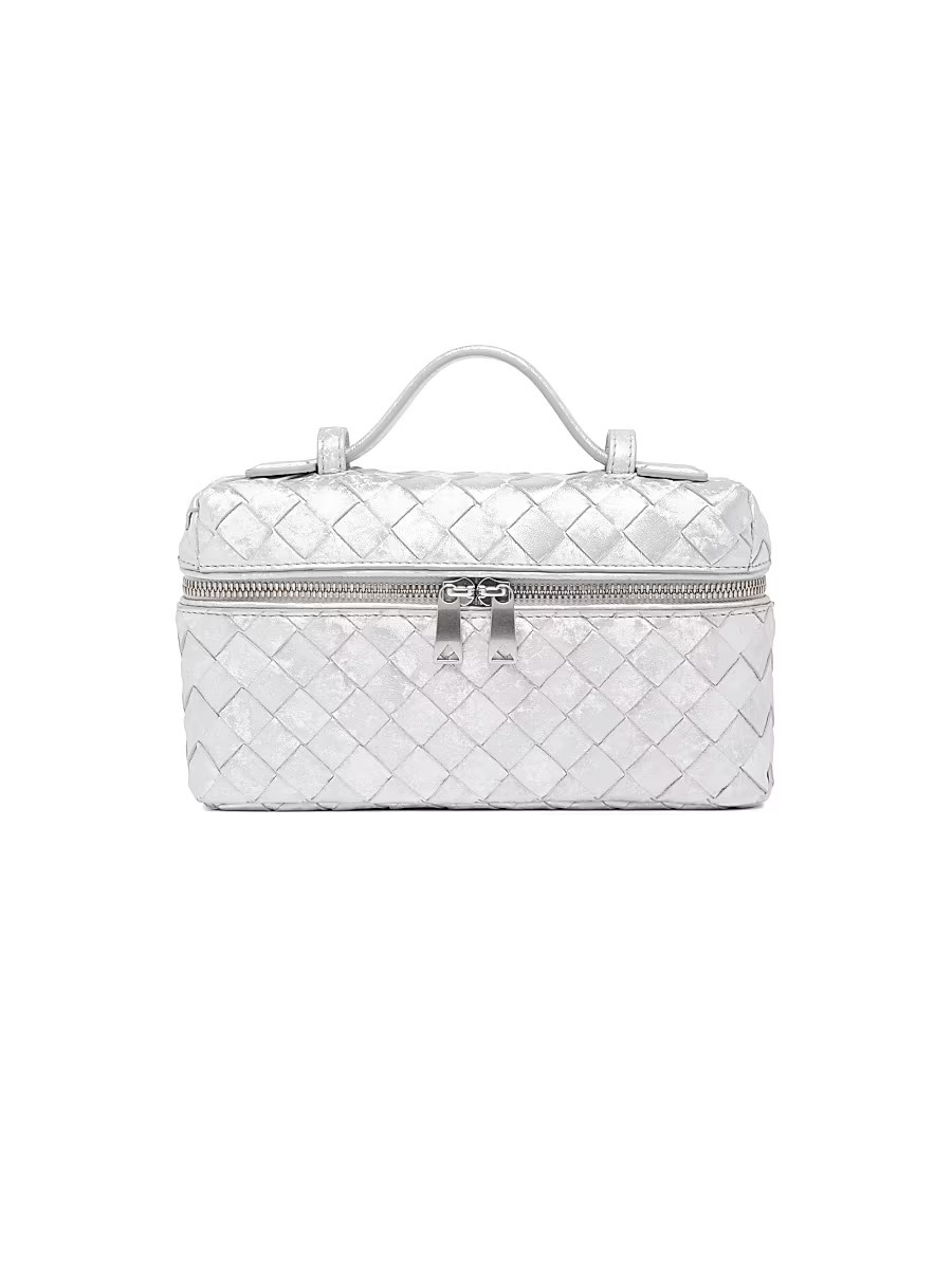 Women's Bang Bang Metallic Satin Leather Vanity Case - Silver | Saks Fifth Avenue