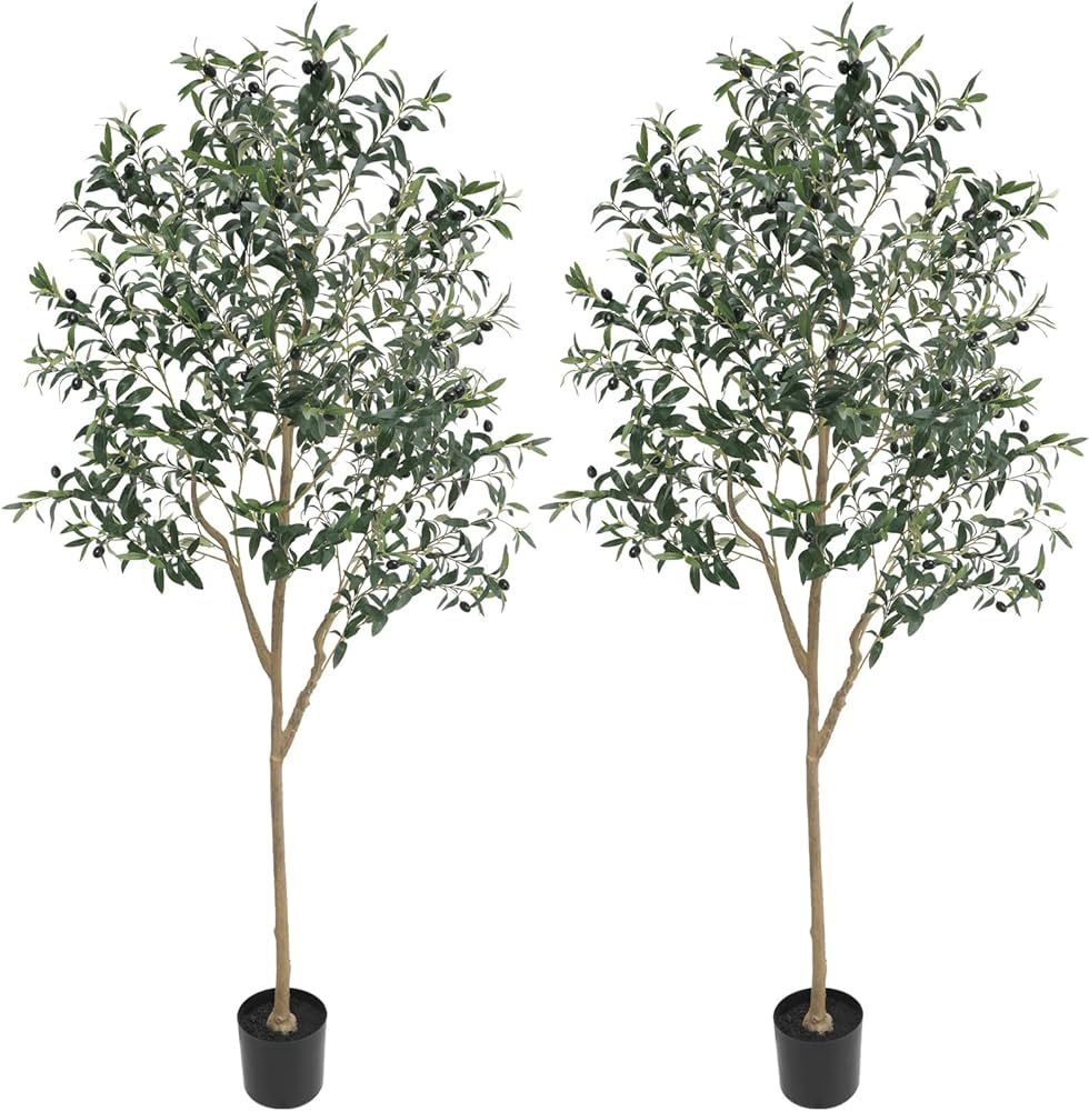 Hobyhoon Artificial Olive Trees Silk Trees Faux Olive 7ft Tall Tree in Potted Oliver Branch Leave... | Amazon (US)